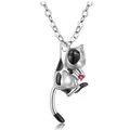 3D cow cat cremation urn necklace with red birthstone detail and silver finish chain - Necklace & Pendant / January (Red Rhinestone)