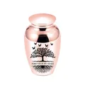 Rose gold pet cremation urn with black tree of life and forever in my heart text. - 65x45mm / Rose Gold