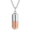 Elegant two-tone silver and rose gold stainless steel capsule cremation urn necklace - Rose Gold Square Pendant