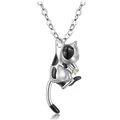 3D-Kuhkatze-Kremationsanhänger-Halskette in Silber mit grünem Geburtsstein-Akzent - Halskette & Anhänger / August (Olivgrüner Strass)