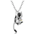 Detailgetreue 3D Silberne Kuhkatze Urnen-Halskette mit gelbem Geburtsstein-Akzent - Halskette & Anhänger / November (Gelber Strass)