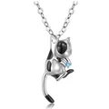 Tuxedo-Katzen-Urnen-Halskette aus Sterlingsilber mit blauem Geburtsstein-Anhänger - Halskette & Anhänger / Dezember (Hellblauer Strass)