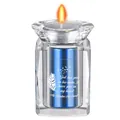 Blue memorial urn for ashes with Grandpa engraving inside a crystal candle holder - Grandpa Memorial Style / Blue