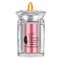 Elegant pink metallic memorial urn for Grandma set in a clear crystal candle holder base - Grandma Memorial Style / Rose Gold