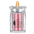 Elegant pink metal memorial urn inside crystal candle holder with uncle friend engraving - Uncle Memorial Style (uncle) / Rose Gold