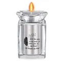 Memorial cremation urn for daughter in crystal candle holder keepsake jar for ashes - Daughter Memorial Style / Silver