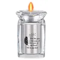 Elegant crystal memorial urn candle holder engraved with heartfelt son friend poem - Son Memorial Style / Silver