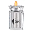 Silver memorial urn inside a crystal candle holder with 'My Husband' text - Husband Memorial Style / Silver