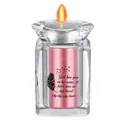 Elegant pink memorial cremation urn jar set within a premium crystal candle holder - Wife Memorial Style / Rose Gold