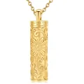 Collier pendentif urne cylindrique tournesol doré pour cendres ou parfum. - Pendentif Cylindre Tournesol Doré