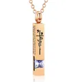 Rose gold bar cremation ashes pendant necklace with purple square zircon crystal - Square Pillar Pendant (June Purple) / Rose Gold