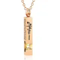 Rose gold vertical bar cremation urn pendant necklace with a square yellow zircon - Square Pillar Pendant (November Yellow) / Rose Gold
