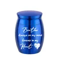 Blue aluminum alloy memorial cremation urn for brother with heart text engraving - 30*40mm / Blue