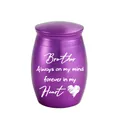 Purple aluminum keepsake memorial urn for ashes with Brother heart pattern engraving - 30*40mm / Purple