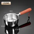 Professional 150ml stainless steel mini oil heating pot with long wooden handle - 150ML