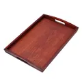 Rectangular sour jujube wood tray with built-in handles for tea and food service. - Medium Tray (42x28x3cm)