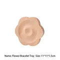 Flower shaped natural wooden jewelry tray for bracelets display and DIY storage base - Flower Style (2048) / 11x11x1.5cm