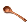 Professional 31cm long handled wooden soup spoon featuring natural grain and hanging hole - Long Handle Soup Spoon
