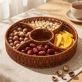 Handgefertigtes rustikales geflochtenes Snacktablett für Nüsse und Trockenfrüchte, 5 Fächer - 5 Gitter Stil