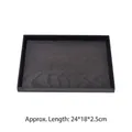 Black rectangular wooden tray with natural wood grain finish, size 24x18x2.5cm - 24x18cm / Black