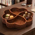 Handgefertigtes blumenförmiges geflochtenes Snack-Tablett mit Fächern für den Tisch - 4 Gitter Stil