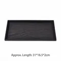 Elegant black rectangular wooden serving tray featuring natural wood grain texture - 31x16.5cm / Black
