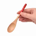 Handcrafted small wooden spoon with a red painted handle for coffee and honey stirring - Natural Color Spoon With Red Handle / 14.5*2.8cm