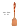 Espátula de madera de haya con mango de rayas naranjas, dimensiones 35,5 x 8 cm - Espátula para Wok con Mango en Espiral