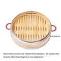 Professional 20cm bamboo steamer with stainless steel rim and dual red handles for dim sum - 20cm Diameter Steamer Layer
