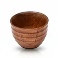 Japanese style natural jujube wood teacup with textured ripples - Five-Line Cup