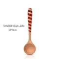 Cuchara sopera de madera de haya de calidad con mango de rayas espirales, 33x8cm - Cuchara de Sopa con Mango en Espiral