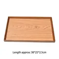 Rectangular natural wood serving tray with beautiful grain, measuring 38x25x2.5cm - Straight Edge / 38x25cm / Natural Wood Color