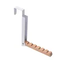 Perchero portátil para puerta con marco de metal blanco y barra de madera natural - Blanco