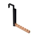Percha plegable portátil sobre la puerta con acabado en metal negro y madera natural - Negro