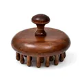Sandalwood scalp massage comb with ergonomic handle for meridian therapy - Round (Disc Style)