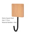 Modern square bamboo wall hook with durable black metal J-shaped hook, size 11x5cm - 11x5cm / Square Style