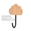Cute cloud shaped natural bamboo wall hook with durable black metal hook detail - Cloud Style