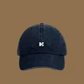 Marineblaue Kinder-Baseballkappe aus gewaschenem Denim mit weißer Puzzle-Stickerei - Einstellbar Umfang (56-58cm) / Marineblau