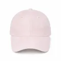 Vorderansicht der rosa Baseballkappe aus Wildlederimitat mit schlichter, cleaner Textur. - Nude Rosa