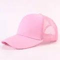 Gorra de béisbol de malla rosa clásica para logo y actividades al aire libre - Diseño de cinco piezas / Rosa