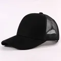 Gorra trucker clásica de malla negra con parte trasera transpirable y visera curva - Diseño de cinco piezas / Negro