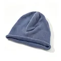 Berretto in maglia blu morbido con bordo arrotolato alla moda per stile invernale - Blu