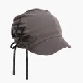 Stylish grey-brown short brim fisherman hat featuring sweet black ribbon lace-up detail - Oatmeal Light Grey