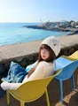 Berretto beige lavorato all'uncinetto da donna, cappello estivo leggero per vacanze - Bianco avorio