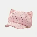 Retro rosa gepunktete Schirmmütze mit süßen Katzenohren für Damen stylisches Accessoire - Rosa