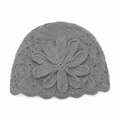 Elegant grey vintage crochet beanie featuring a large knit floral pattern for women - Light Gray