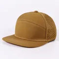 Modische atmungsaktive khakifarbene Hip-Hop-Baseballkappe mit flacher Krempe und Löchern. - Verstellbar / Gelb