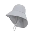 Versatile grey outdoor sun hat with wide brim and neck flap for total UV protection. - Gray