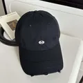 Classic black distressed baseball cap with wide brim and silver Benbe brand logo - Black