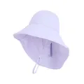 Light purple wide brim sun hat for women with breathable fabric and chin strap - Purple